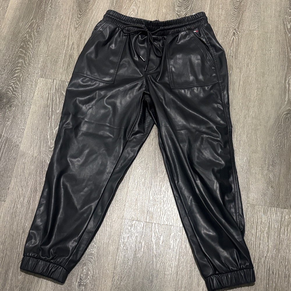 Tommy Hilfiger Black Faux Leather Joggers